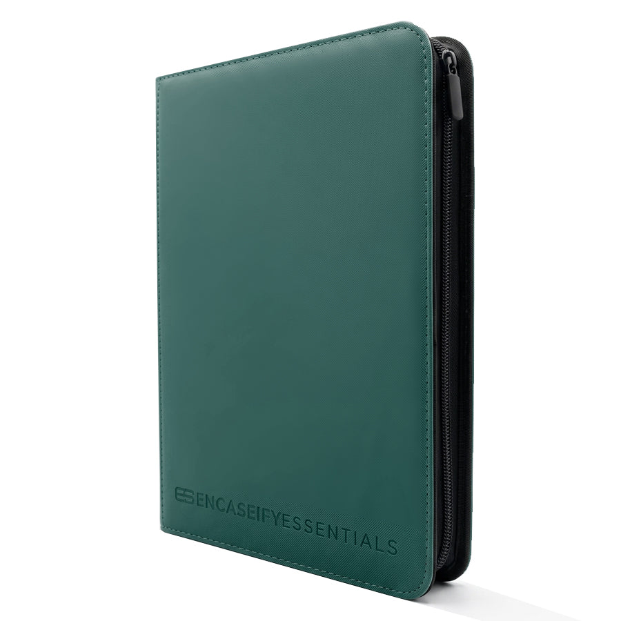 Dark Green Standard Card 9 Pocket Zip Binder